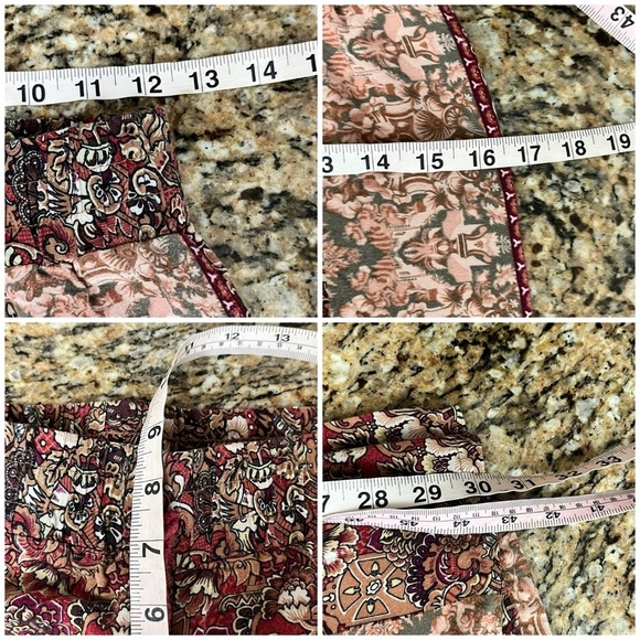 Boho Patchwork Print Wide Leg Pants Elastic Waist Lounge Festival Trousers XS - Picture 4 of 8